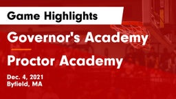 Governor's Academy  vs Proctor Academy  Game Highlights - Dec. 4, 2021