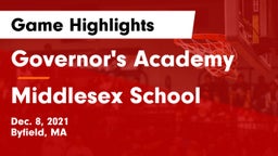 Governor's Academy  vs Middlesex School Game Highlights - Dec. 8, 2021