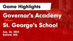 Governor's Academy  vs St. George's School Game Highlights - Jan. 26, 2022