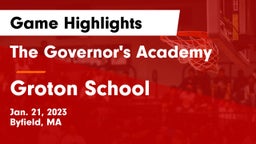 The Governor's Academy  vs Groton School  Game Highlights - Jan. 21, 2023