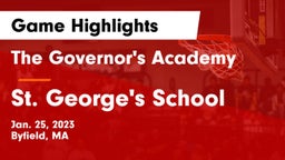 The Governor's Academy  vs St. George's School Game Highlights - Jan. 25, 2023
