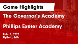 The Governor's Academy  vs Phillips Exeter Academy  Game Highlights - Feb. 1, 2023