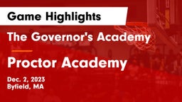 The Governor's Academy vs Proctor Academy  Game Highlights - Dec. 2, 2023