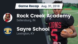 Recap: Rock Creek Academy  vs. Sayre School 2018