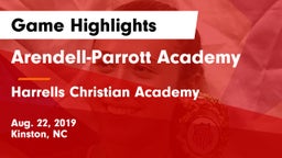 Arendell-Parrott Academy  vs Harrells Christian Academy Game Highlights - Aug. 22, 2019