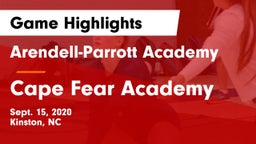 Arendell-Parrott Academy  vs Cape Fear Academy Game Highlights - Sept. 15, 2020