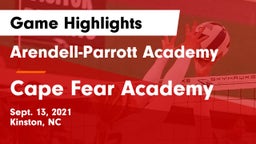 Arendell-Parrott Academy  vs Cape Fear Academy Game Highlights - Sept. 13, 2021