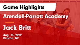 Arendell-Parrott Academy  vs Jack Britt  Game Highlights - Aug. 13, 2022