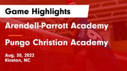 Arendell-Parrott Academy  vs Pungo Christian Academy Game Highlights - Aug. 30, 2022
