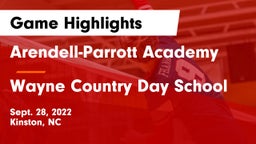 Arendell-Parrott Academy  vs Wayne Country Day School Game Highlights - Sept. 28, 2022