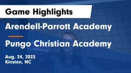 Arendell-Parrott Academy  vs Pungo Christian Academy Game Highlights - Aug. 24, 2023