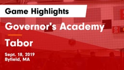 Governor's Academy  vs Tabor Game Highlights - Sept. 18, 2019