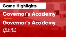 Governor's Academy  vs Governor's Academy  Game Highlights - Oct. 2, 2019