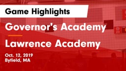 Governor's Academy  vs Lawrence Academy  Game Highlights - Oct. 12, 2019