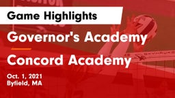 Governor's Academy  vs Concord Academy Game Highlights - Oct. 1, 2021