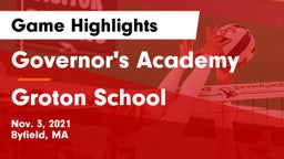 Governor's Academy  vs Groton School  Game Highlights - Nov. 3, 2021