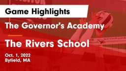 The Governor's Academy  vs The Rivers School Game Highlights - Oct. 1, 2022