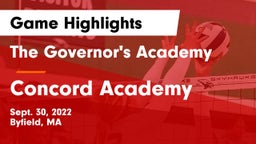 The Governor's Academy  vs Concord Academy Game Highlights - Sept. 30, 2022