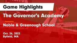 The Governor's Academy  vs Noble & Greenough School Game Highlights - Oct. 26, 2022