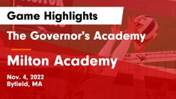 The Governor's Academy  vs Milton Academy Game Highlights - Nov. 4, 2022