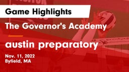 The Governor's Academy  vs austin preparatory  Game Highlights - Nov. 11, 2022