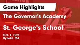 The Governor's Academy vs St. George's School Game Highlights - Oct. 4, 2023