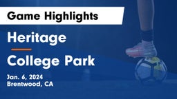 Heritage  vs College Park  Game Highlights - Jan. 6, 2024