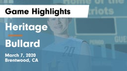 Heritage  vs Bullard  Game Highlights - March 7, 2020