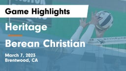 Heritage  vs Berean Christian  Game Highlights - March 7, 2023