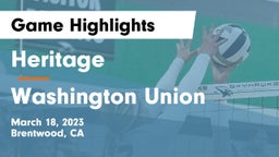 Heritage  vs Washington Union Game Highlights - March 18, 2023