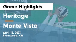 Heritage  vs Monte Vista Game Highlights - April 15, 2023