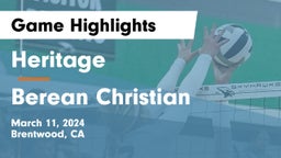 Heritage  vs Berean Christian Game Highlights - March 11, 2024