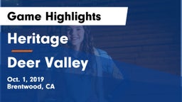 Heritage  vs Deer Valley Game Highlights - Oct. 1, 2019
