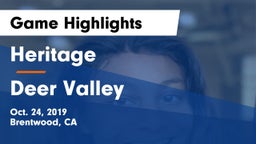 Heritage  vs Deer Valley Game Highlights - Oct. 24, 2019
