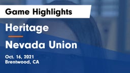 Heritage  vs Nevada Union Game Highlights - Oct. 16, 2021