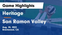 Heritage  vs San Ramon Valley Game Highlights - Aug. 20, 2022