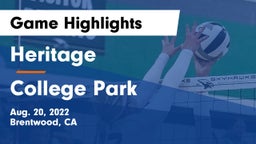 Heritage  vs College Park Game Highlights - Aug. 20, 2022