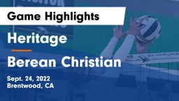Heritage  vs Berean Christian Game Highlights - Sept. 24, 2022