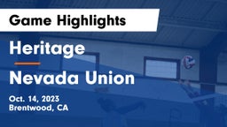 Heritage  vs Nevada Union Game Highlights - Oct. 14, 2023