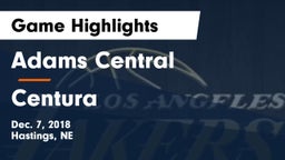 Adams Central  vs Centura  Game Highlights - Dec. 7, 2018