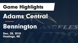 Adams Central  vs Bennington  Game Highlights - Dec. 28, 2018