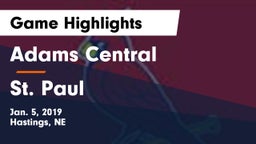 Adams Central  vs St. Paul  Game Highlights - Jan. 5, 2019