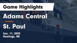 Adams Central  vs St. Paul  Game Highlights - Jan. 11, 2020