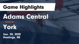 Adams Central  vs York  Game Highlights - Jan. 28, 2020