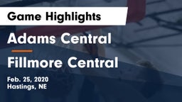 Adams Central  vs Fillmore Central  Game Highlights - Feb. 25, 2020