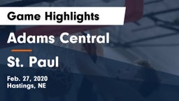 Adams Central  vs St. Paul  Game Highlights - Feb. 27, 2020