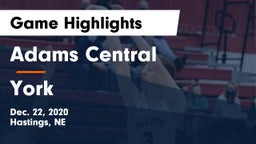 Adams Central  vs York  Game Highlights - Dec. 22, 2020