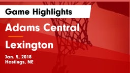 Adams Central  vs Lexington  Game Highlights - Jan. 5, 2018