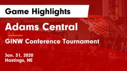 Adams Central  vs GINW Conference Tournament Game Highlights - Jan. 31, 2020