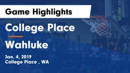 College Place   vs Wahluke  Game Highlights - Jan. 4, 2019